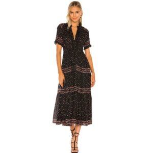 Free People Rare Feelings Maxi Dress black floral M